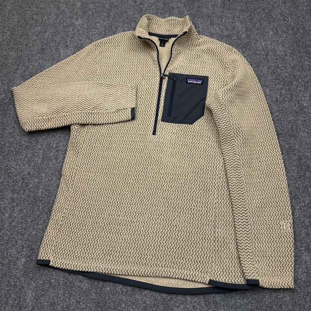 Patagonia R1 Air Zip-Neck Men's Medium Oar Tan Zigzag Fleece Textured Pullover
